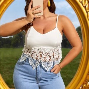 Lace detail crop top tank top-cross posted